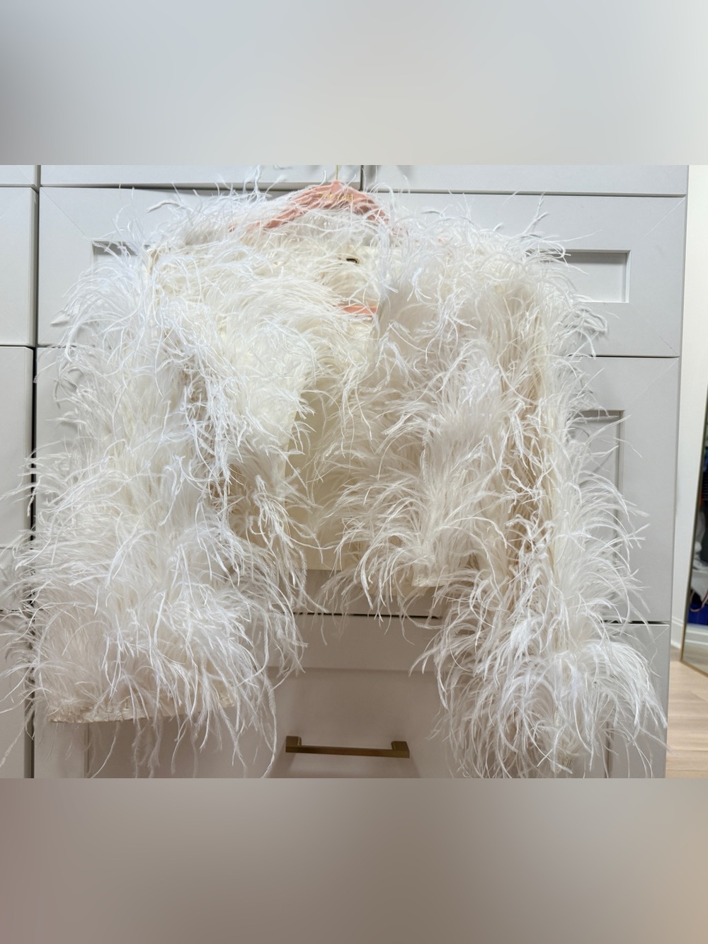 Cult Gala White Feathered Faux Fur Jacket - Picture 3 of 7